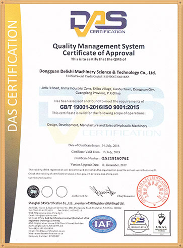 Delishi hydraulic press machine ISO certificate